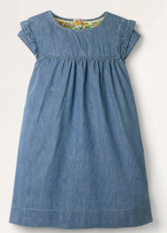 mini boden girls blue chambray dress